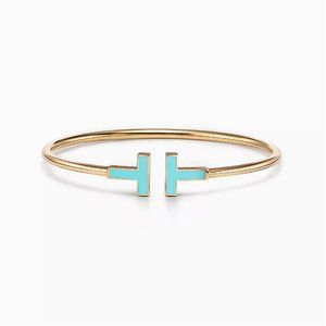 Tiffany T Turquoise Wire Bracelet 18k Gold, Excellent Condition